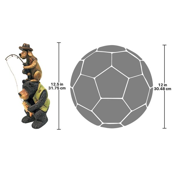 Design Toscano Fishing Buddies Black Bear and Dog Statue - HF665394