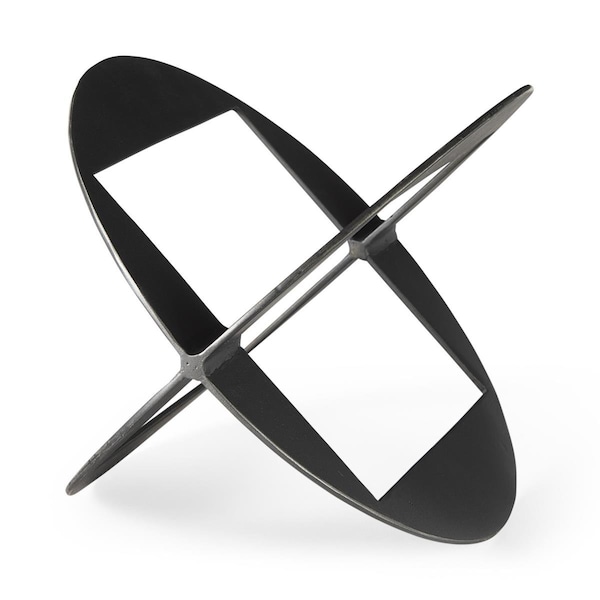 Homeroots 10 x 7 x 7 in. Black Metal Geometric Decor Piece - 392551