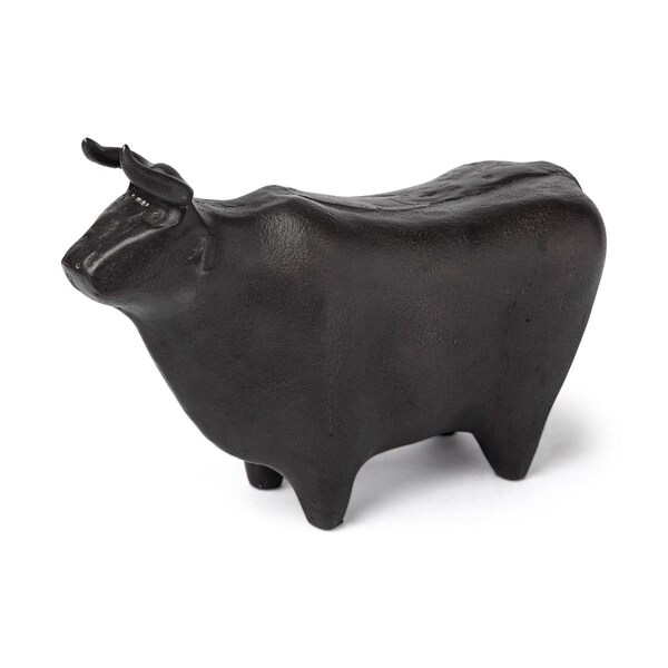 Homeroots 6 x 4 x 9 in. Black Cast Aluminum Bull Decor Piece - 392452