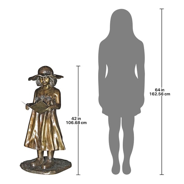 Design Toscano Beulah s Sundress Little Girl Reading Cast Bronze Garden Statue - PN6580