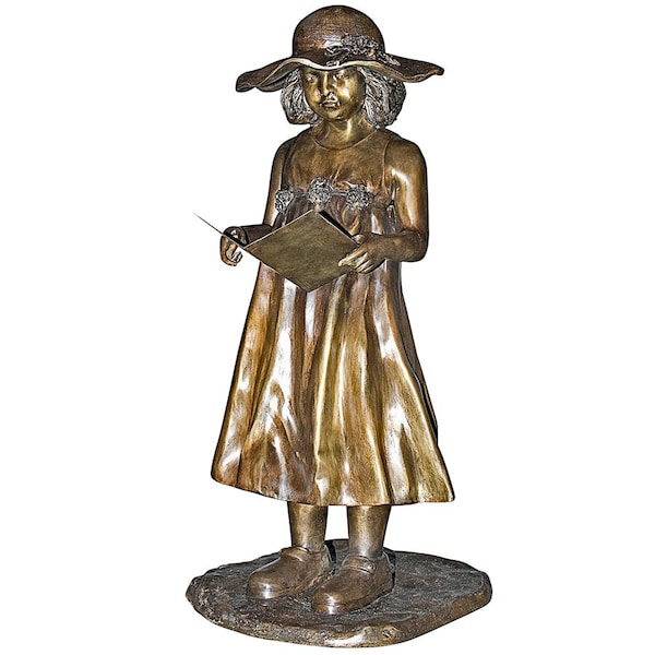 Design Toscano Beulah s Sundress Little Girl Reading Cast Bronze Garden Statue - PN6580
