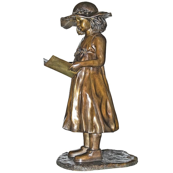 Design Toscano Beulah s Sundress Little Girl Reading Cast Bronze Garden Statue - PN6580