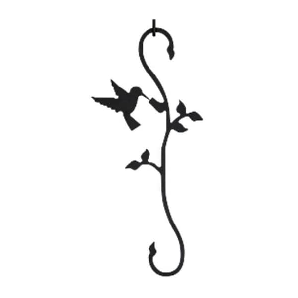 Village Wrought Iron Village Wrought Iron SH-D-18 Hummingbird w-Flower S-Hook - Black - SH-D-18