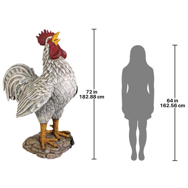 Design Toscano Cock-a-doodle-do, Giant Roadside Rooster Garden Statue - NE110114