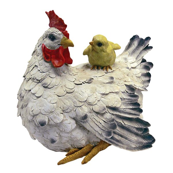 Design Toscano Barnyard Mother Hen and Baby Chick Statue - QM12506