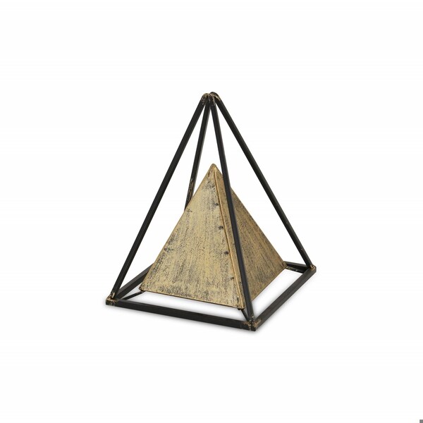 Homeroots 10.5 x 8 x 8 in. Bronze Metal Triangular Decorative Sculpture - 399636