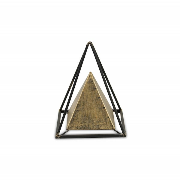 Homeroots 10.5 x 8 x 8 in. Bronze Metal Triangular Decorative Sculpture - 399636