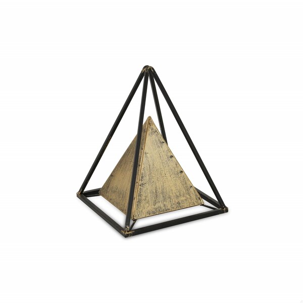Homeroots 10.5 x 8 x 8 in. Bronze Metal Triangular Decorative Sculpture - 399636