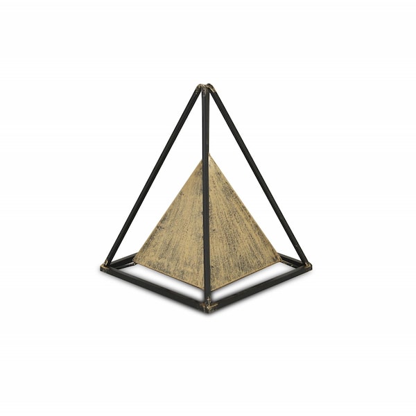 Homeroots 10.5 x 8 x 8 in. Bronze Metal Triangular Decorative Sculpture - 399636