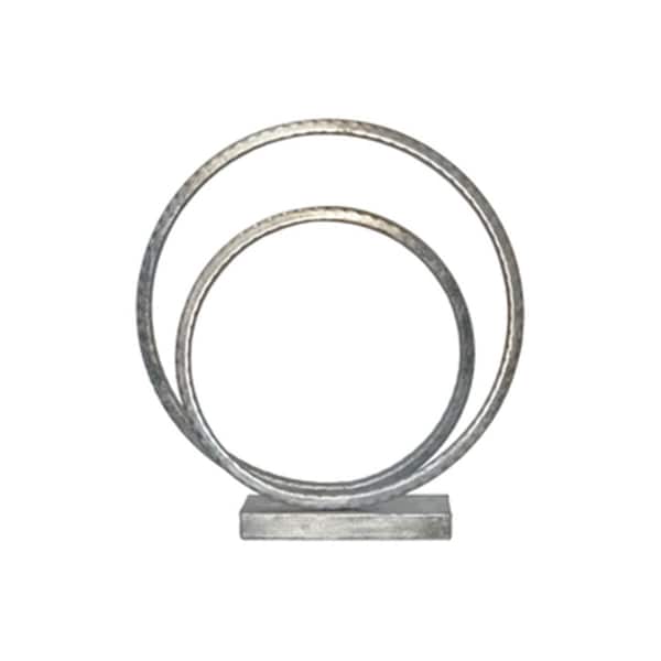 H2H Metal Swirl Abstract Sculpture on Square Base, Silver - H22505445