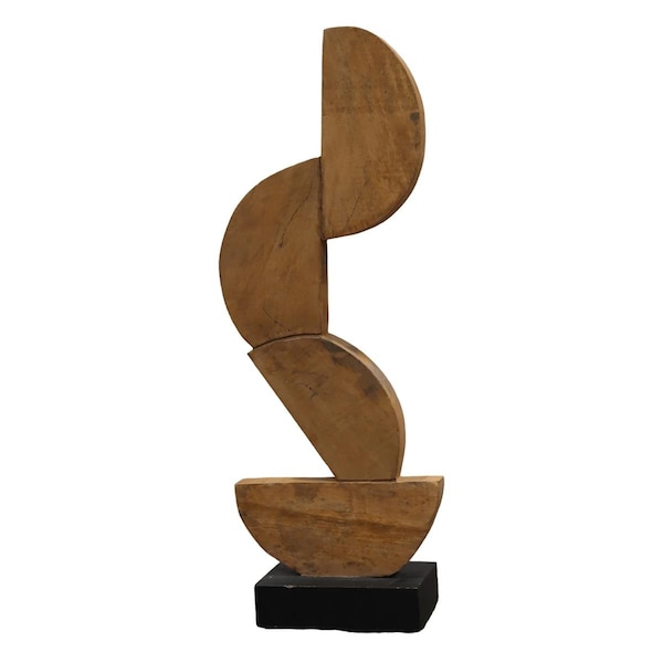 Muebles 23 in. Mango Wood 4 Half Circles Stacking Sculpture, Brown - MU3743398