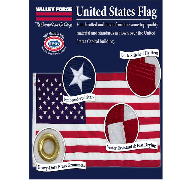 Valley Forge Valley Forge American Flag 36 in. H X 5 ft. W - USDT3