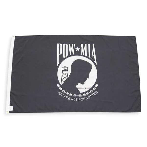 Annin Flagmakers Pow Mia Flag, 3x5 Ft, Nylon, You are not forgotten, Black - 377991