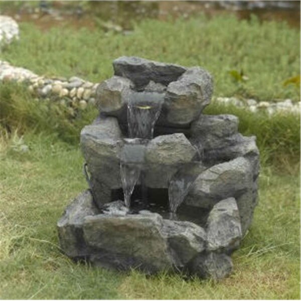 First Floor Designs Rock Creek Cascading Outdoor-Indoor Fountain with Illumination - FI333909