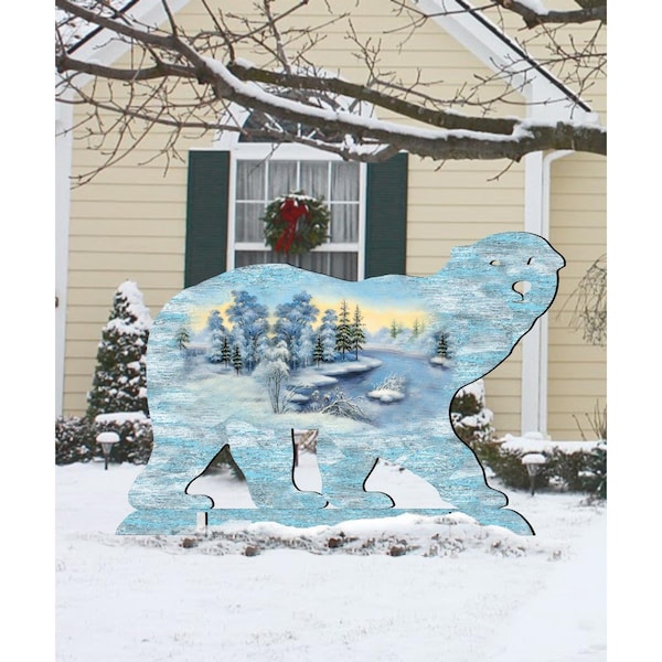 Heatwave 32 in Polar Bear Scenic FreeStanding Garden Decor - HE1770849