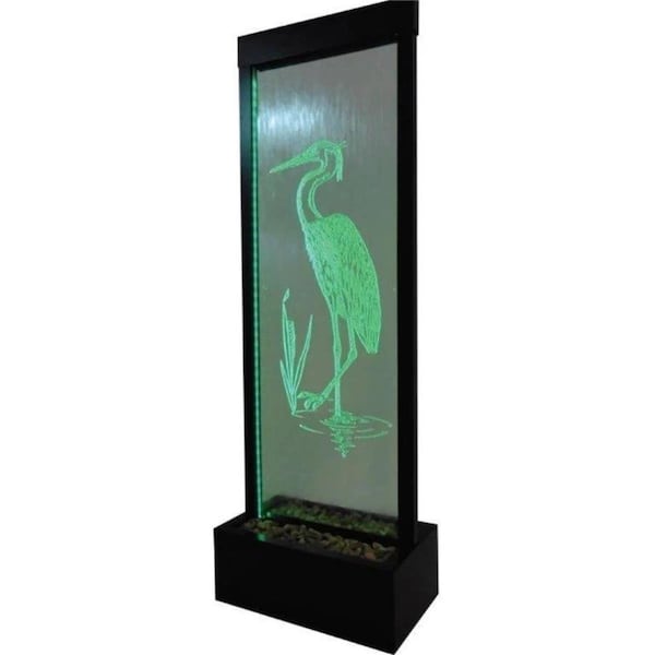 Bluworld Usa Bluworld 73 x 24 in. Gardenfall Powdercoated with Heron Etching, Black Onxy - GF6BH