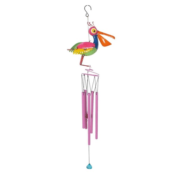Continental Art Center Hanging Colorful Enameled Beak Pelican Wind Chime - Orange - 20710B
