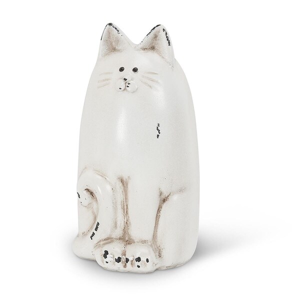 Abbott Collection 6 in. Resin Sitting Cat Statue, White - Small - AB-27-BW-430-WHT