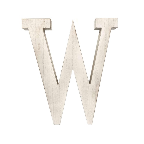 Palacedesigns 16 in. Distressed Wooden Initial Letter W Sculpture, White Wash - PA3102156