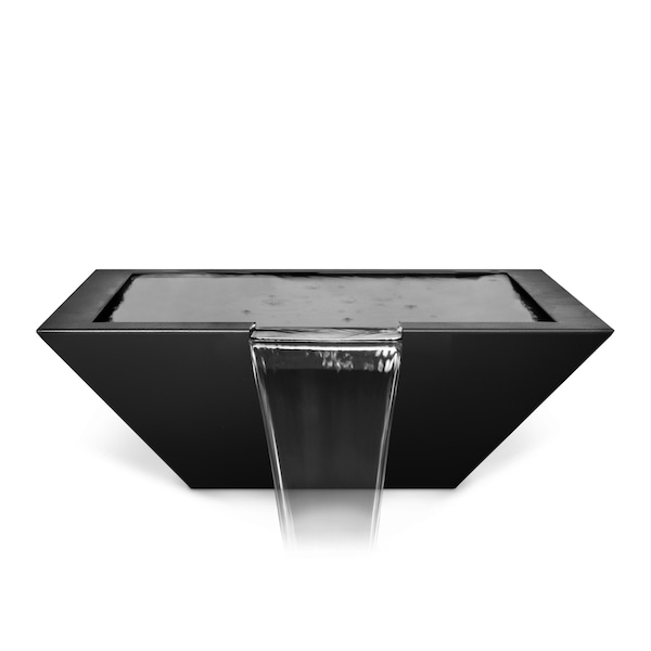 The Outdoor Plus 24 Square Maya Water Bowl - Powder Coated Metal - Black - - OPT-24SQPCWO-BLK