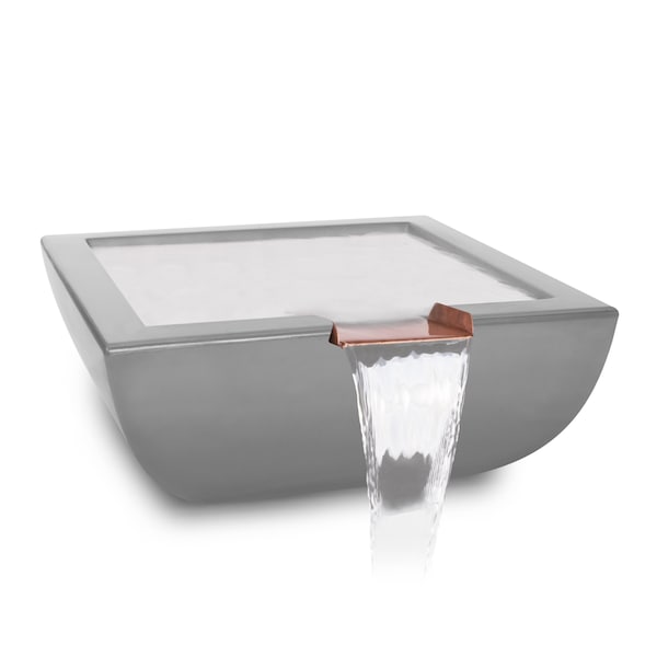 The Outdoor Plus 36 Square Avalon Water Bowl - GFRC Concrete - Natural Gray - - OPT-AVLWO36-NGY