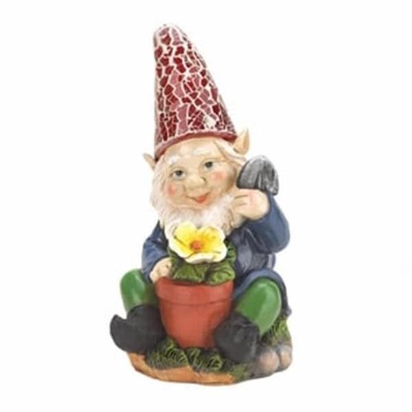 Eastwind Gifts Eastwind Gifts 10016216 Gardening Gnome Solar Garden Statue - 10016216