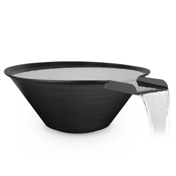 The Outdoor Plus 24 Round Cazo Water Bowl - Powder Coated Metal - Black - - OPT-R24PCWO-BLK