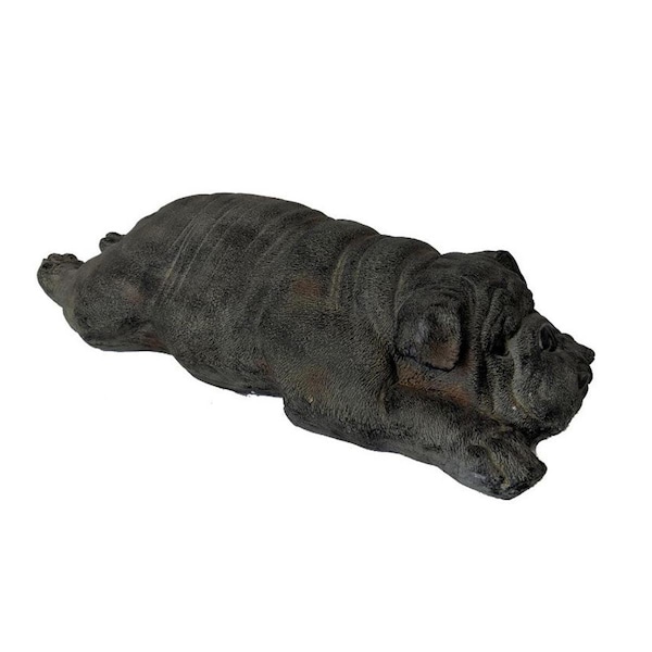 Homeroots 6 in. Sleepy Bulldog Indoor & Outdoor Statue; Green - 473187