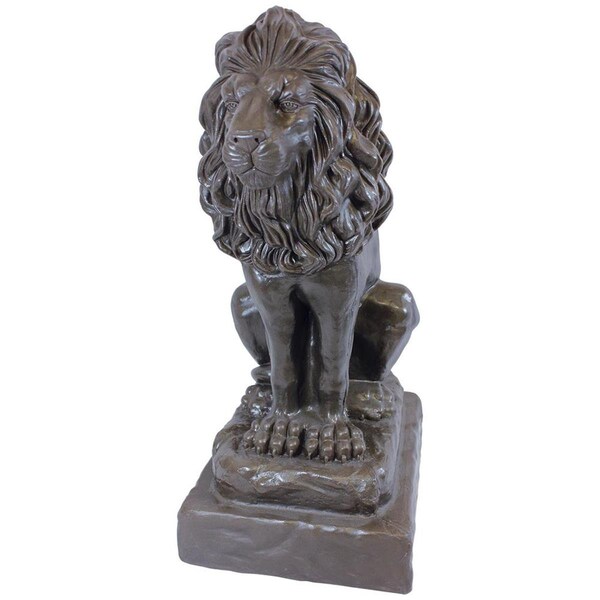 Emsco Group Emsco  28 in. Natural Bronze Appearance Guardian Lion Statue - 92210-1