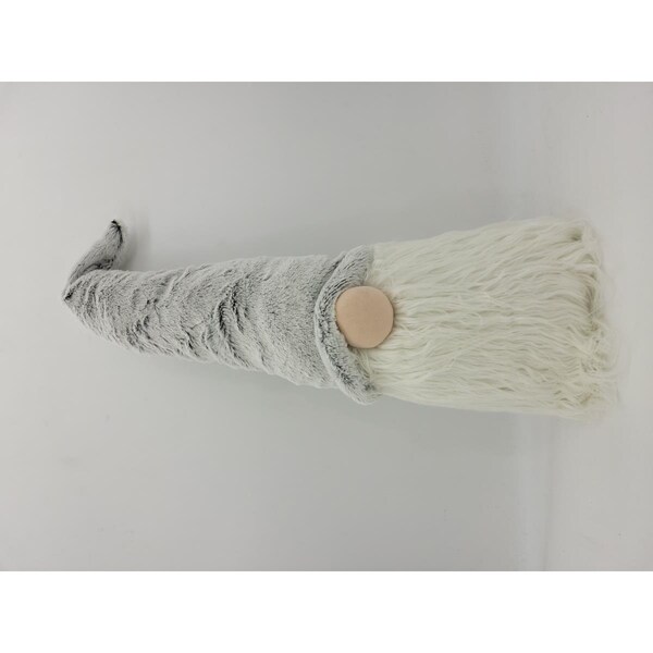 Homeroots 30 in. Groovy Pointy Hat Fabric Sitting Gnome Sculpture, Grey - 483529