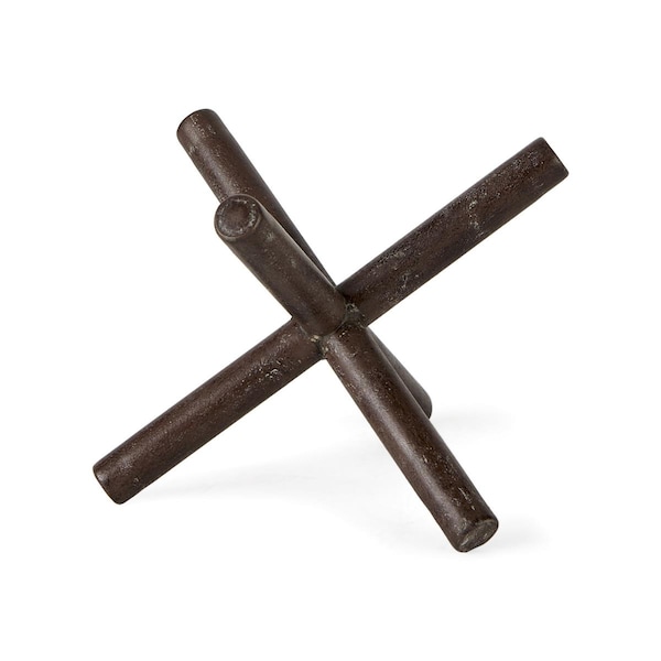 Palacedesigns 8 in. Rustic Brown Metal X Decorative Sculpture - PA3102092