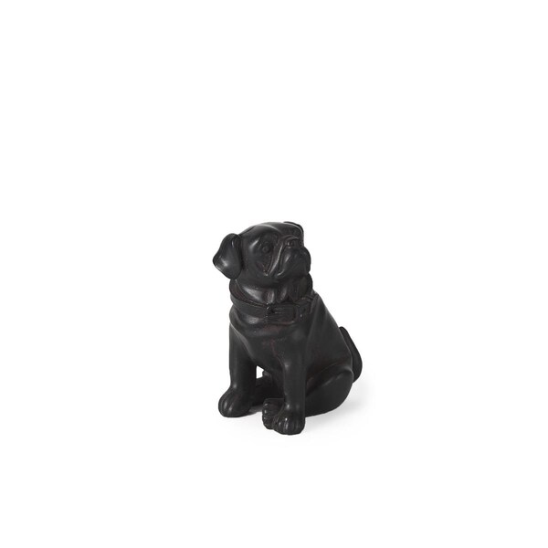Homeroots 6 x 5 x 4 in. Black Resin Pug Dog Sculpture - 392443
