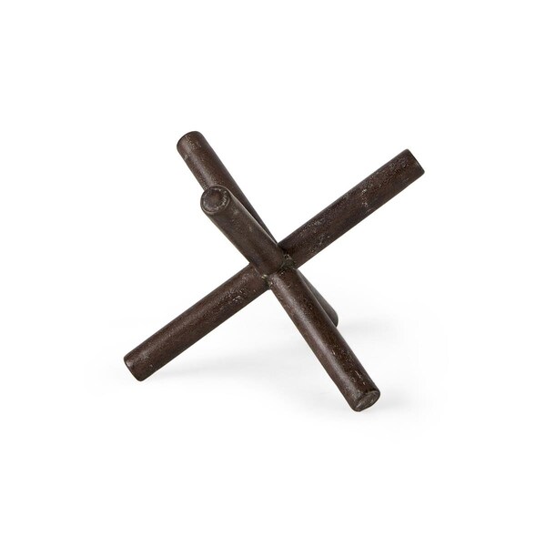 Homeroots 6 in. Small Rustic Brown Metal X Decorative Sculpture - 392485