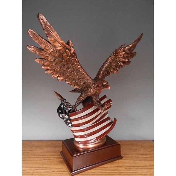 Marian Imports Eagle with Flag Sculpture - 11.5 x 15.5 in. - 51162