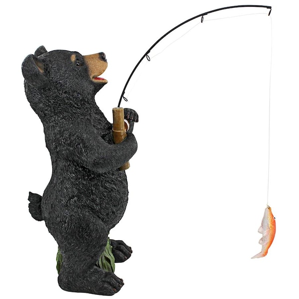 Design Toscano Hooked on Fishing, Fisherman Black Bear Statue - QM2703200