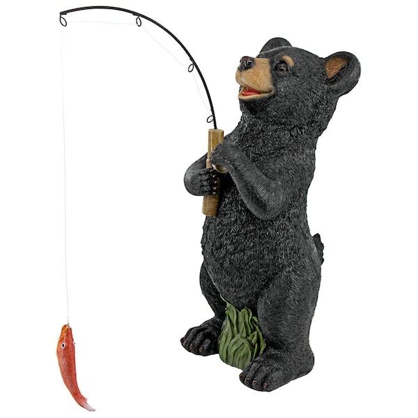 Design Toscano Hooked on Fishing, Fisherman Black Bear Statue - QM2703200