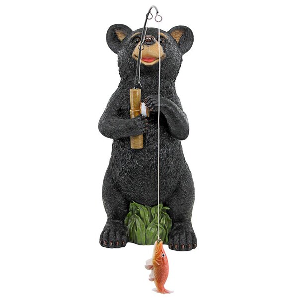Design Toscano Hooked on Fishing, Fisherman Black Bear Statue - QM2703200