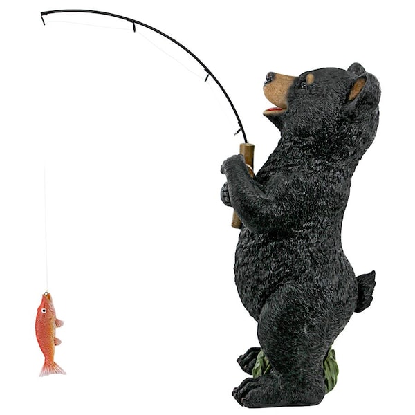 Design Toscano Hooked on Fishing, Fisherman Black Bear Statue - QM2703200