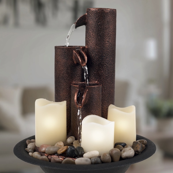 Pure Garden LED Indoor Water Fountain, Bronze - 50-142