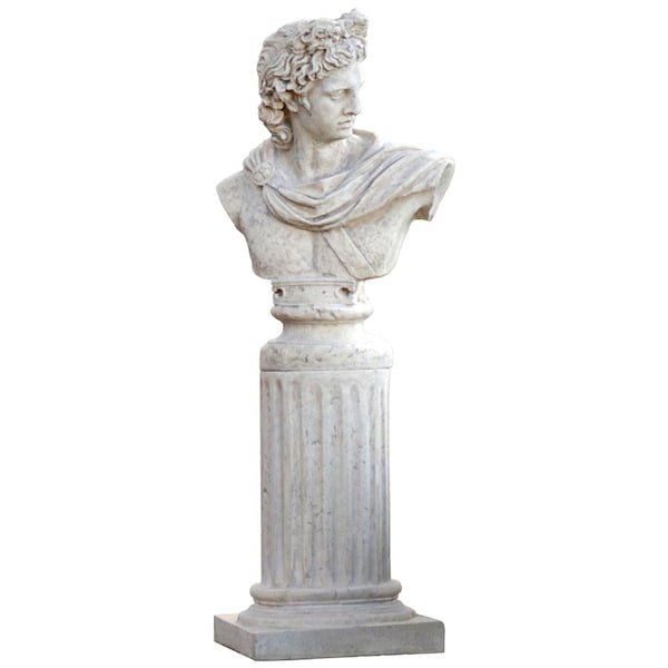 Design Toscano Apollo Belvedere Sculptural Bust on Roman Column Plinth - NE930309