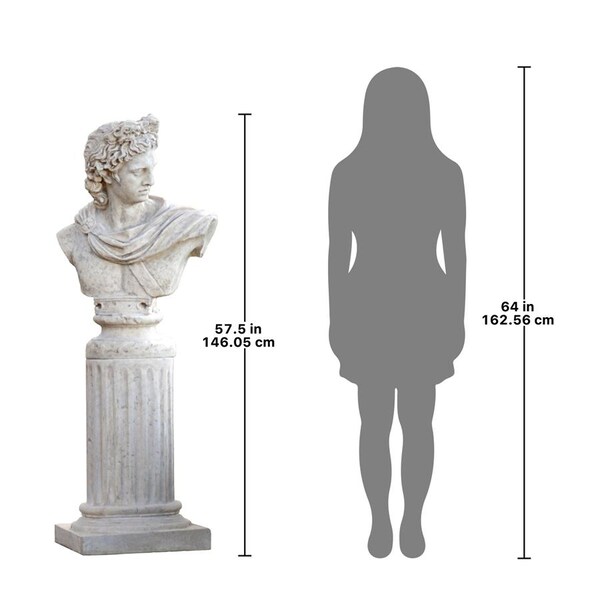 Design Toscano Apollo Belvedere Sculptural Bust on Roman Column Plinth - NE930309