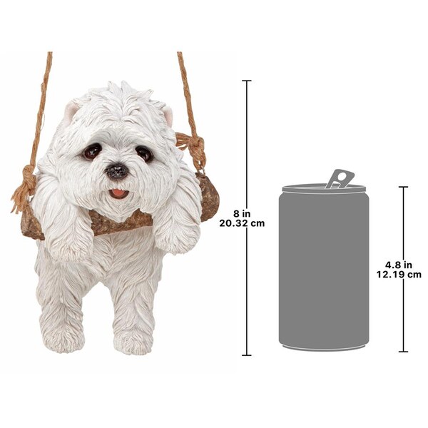 Design Toscano White Maltese Puppy on a Perch Hanging Dog Sculpture - JQ11429