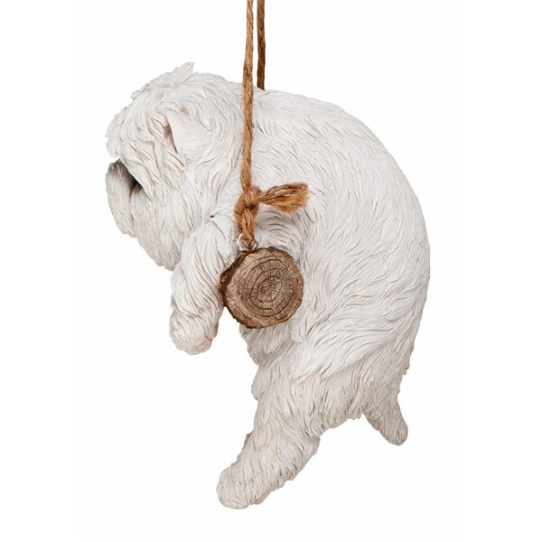 Design Toscano White Maltese Puppy on a Perch Hanging Dog Sculpture - JQ11429