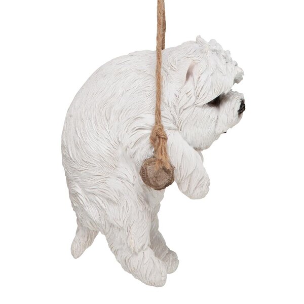 Design Toscano White Maltese Puppy on a Perch Hanging Dog Sculpture - JQ11429