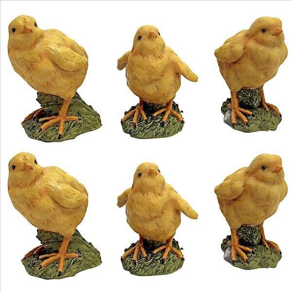 Design Toscano Hatching Chicks, Set of 6 Baby Chicken Statues - QM912335