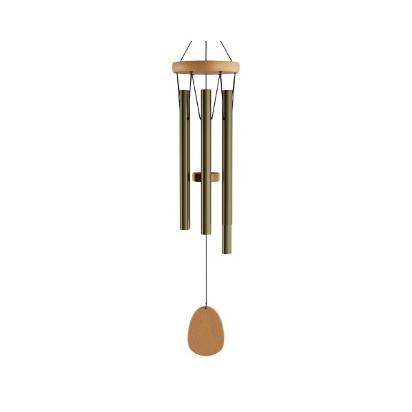 Nature Spring Metal and Wood Wind Chime, 28-inch Tuned with Gold Finish and Soothing Tone for Home/Outdoor Decor - 900004SXE