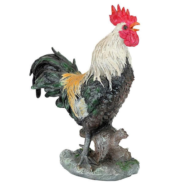 Design Toscano Henrietta the Hen and Cock-A-Doodle-Do Rooster Statues: Rooster - QM210951