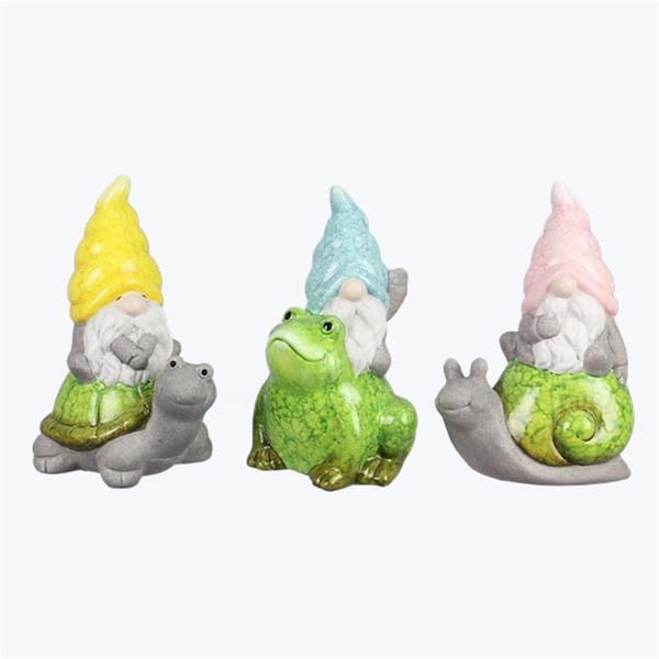 Youngs Ceramic Gnomeon Friend Decor, Assorted Color - 3 Piece - 72081