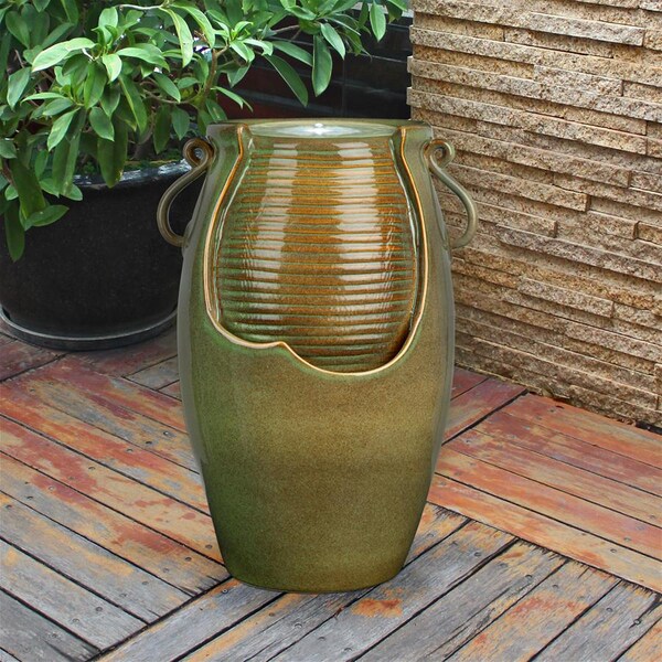 Design Toscano Ceramic Rippling Jar Garden Fountain - SS11344
