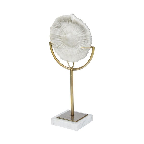 Homeroots 15 x 4 x 8 in. Jumbo White & Gold Coastal Sculpture - 392401